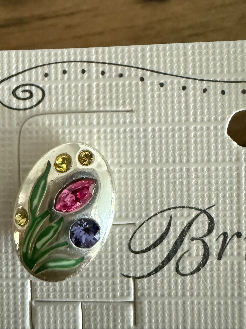 Brighton La Tulipe Silver Floral Crystal Post Stud Earrings NWT Provence Tulip